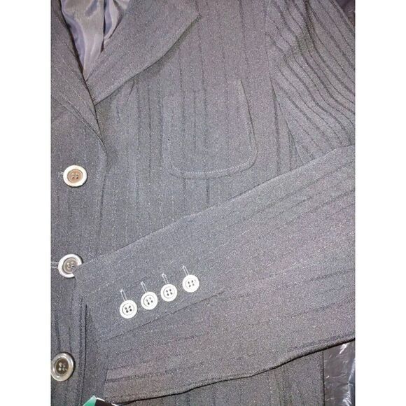 5/$25 NWT Sz 10 Vintage Women’s Black On Black Striped Blazer Stretch - Picture 7 of 9